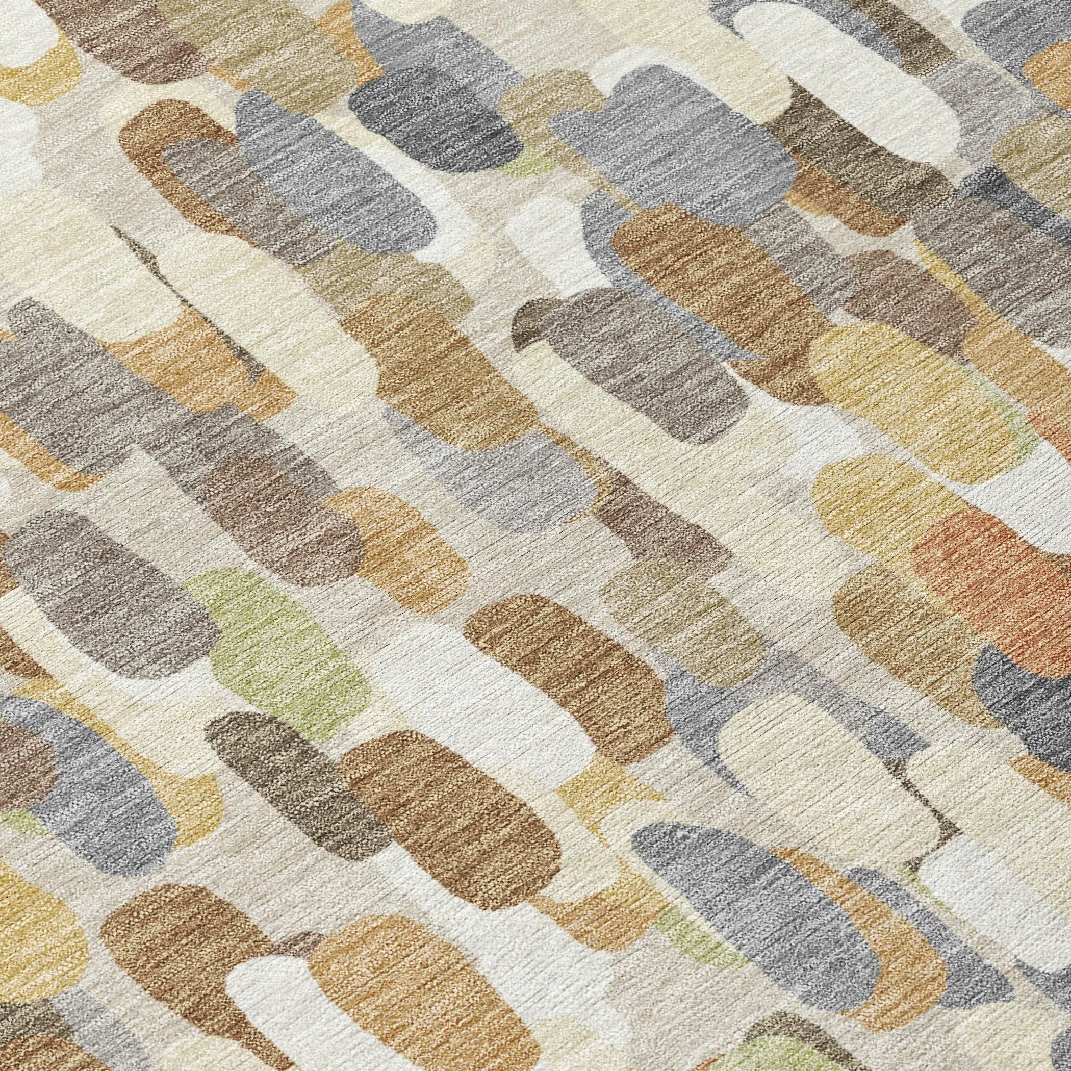 5' X 8' Beige And Taupe Abstract Washable Indoor Outdoor Area Rug Homeroots Outdoor