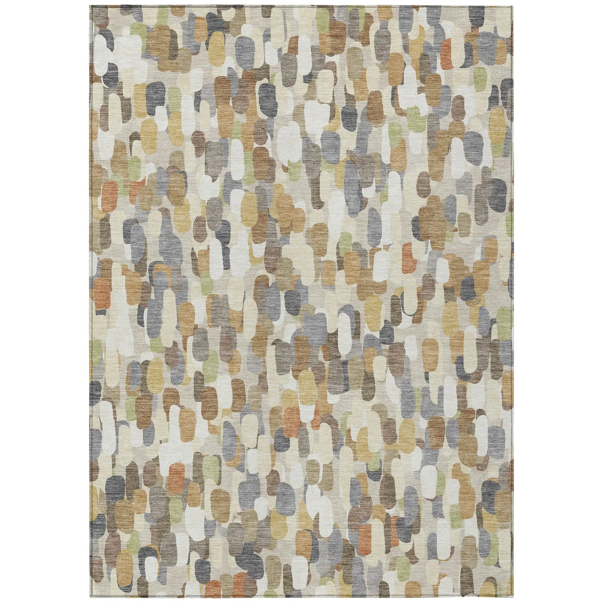 5' X 8' Beige And Taupe Abstract Washable Indoor Outdoor Area Rug Homeroots Outdoor