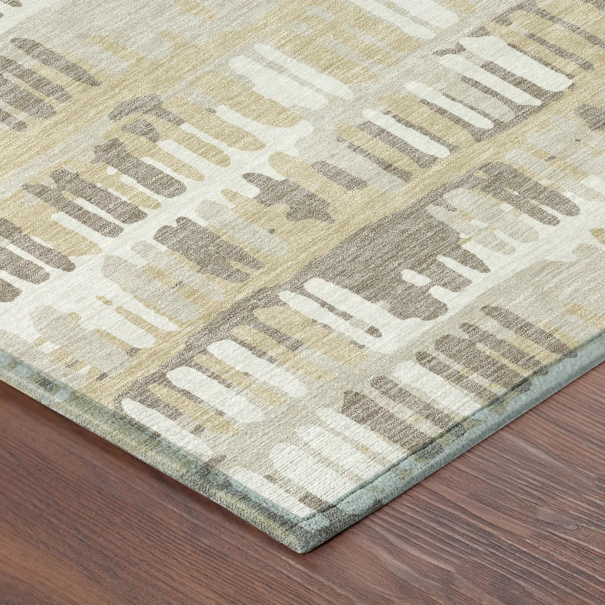 5' X 8' Beige And Taupe Abstract Washable Indoor Outdoor Area Rug Homeroots Outdoor