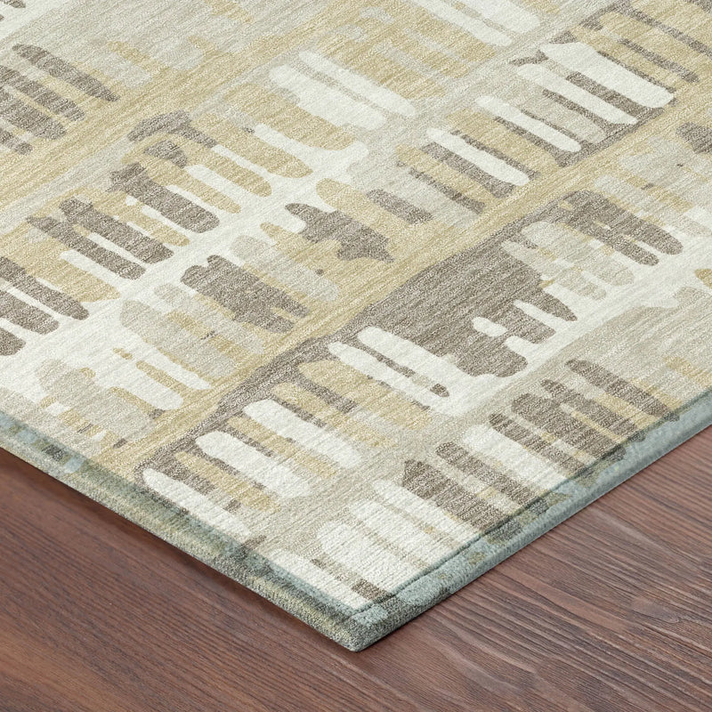 5' X 8' Beige And Taupe Abstract Washable Indoor Outdoor Area Rug Homeroots Outdoor