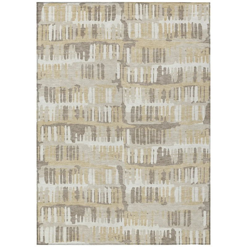 5' X 8' Beige And Taupe Abstract Washable Indoor Outdoor Area Rug Homeroots Outdoor
