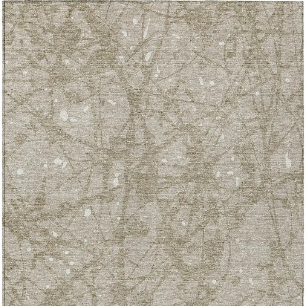 5' X 8' Beige And Taupe Abstract Washable Indoor Outdoor Area Rug Homeroots Outdoor
