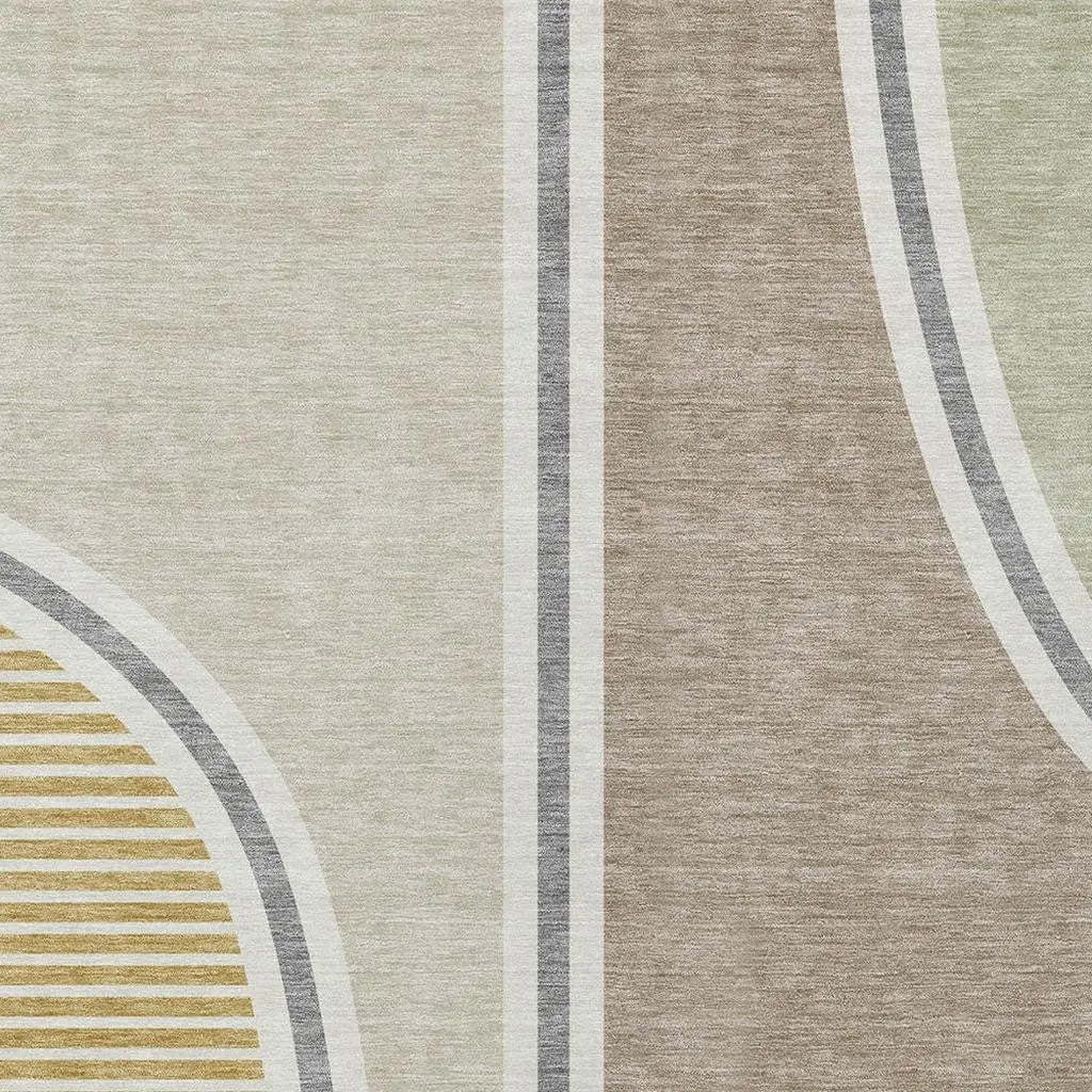 5' X 8' Beige And Taupe Geometric Washable Indoor Outdoor Area Rug Homeroots Outdoor