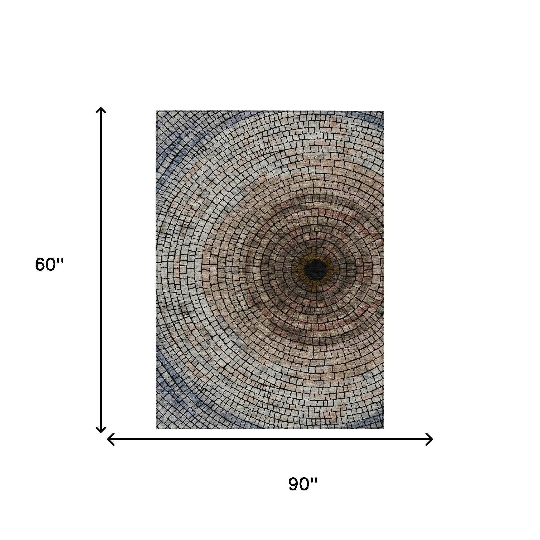 5' X 8' Beige And Taupe Geometric Washable Indoor Outdoor Area Rug Homeroots Outdoor