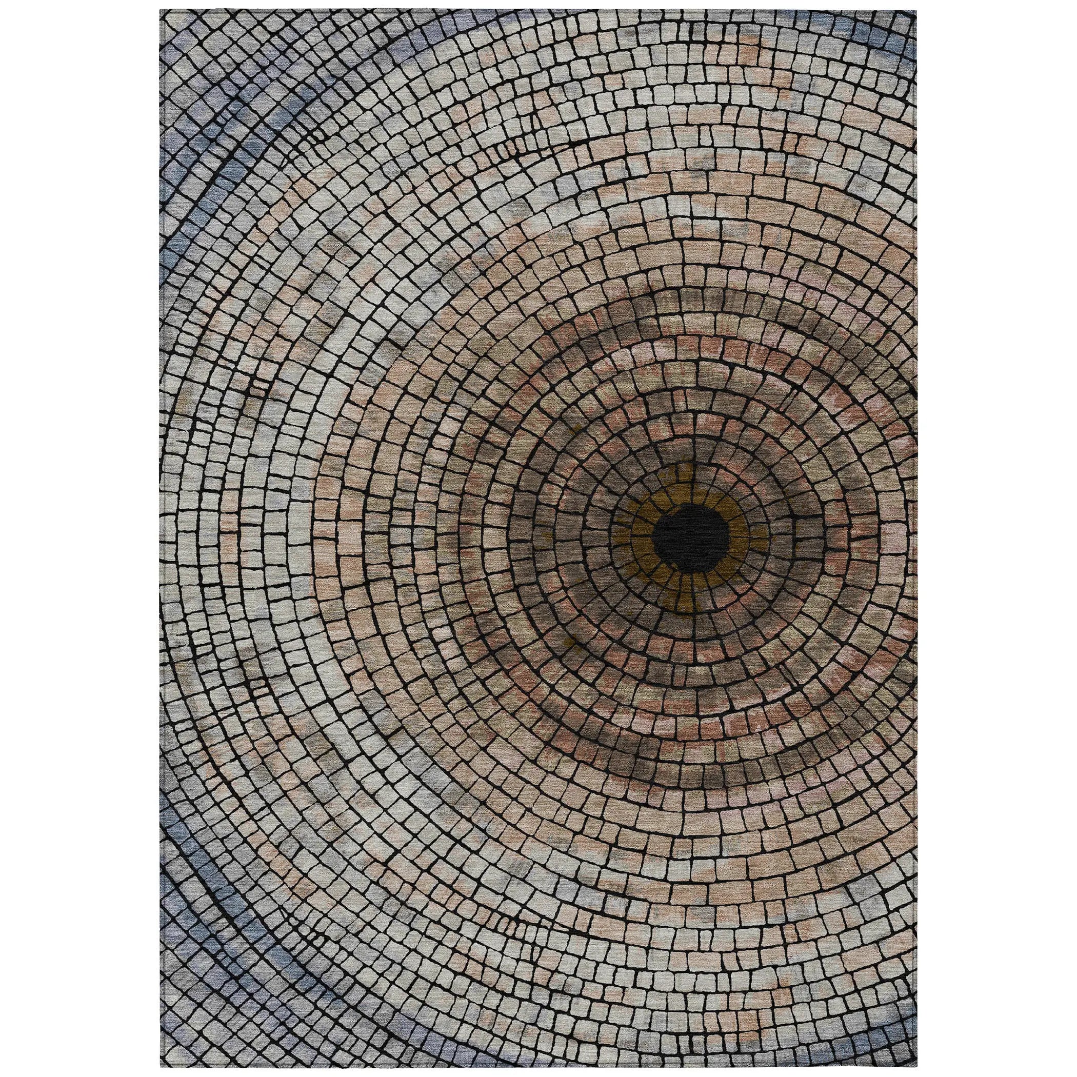 5' X 8' Beige And Taupe Geometric Washable Indoor Outdoor Area Rug Homeroots Outdoor