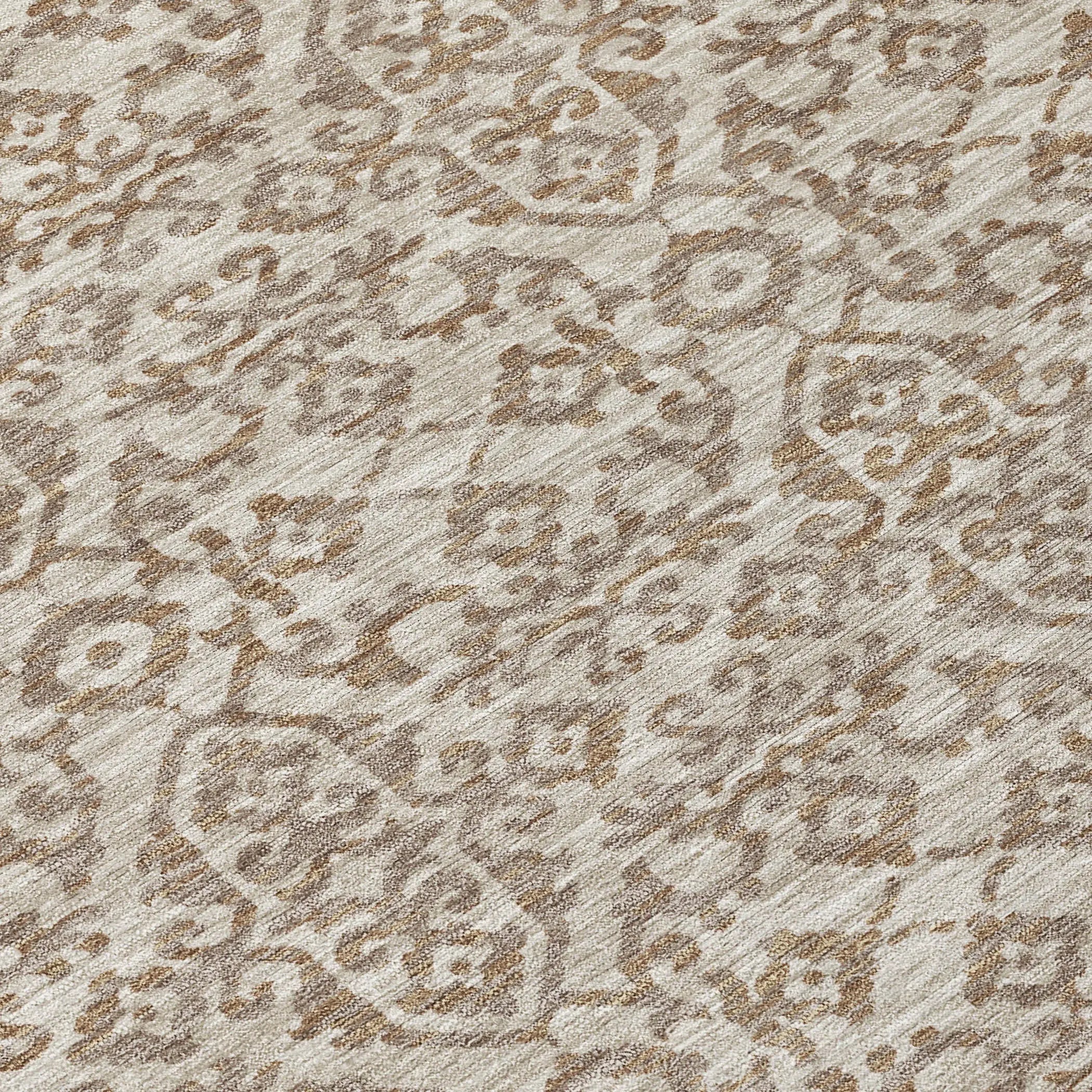 5' X 8' Beige And Taupe Oriental Washable Indoor Outdoor Area Rug Homeroots Outdoor