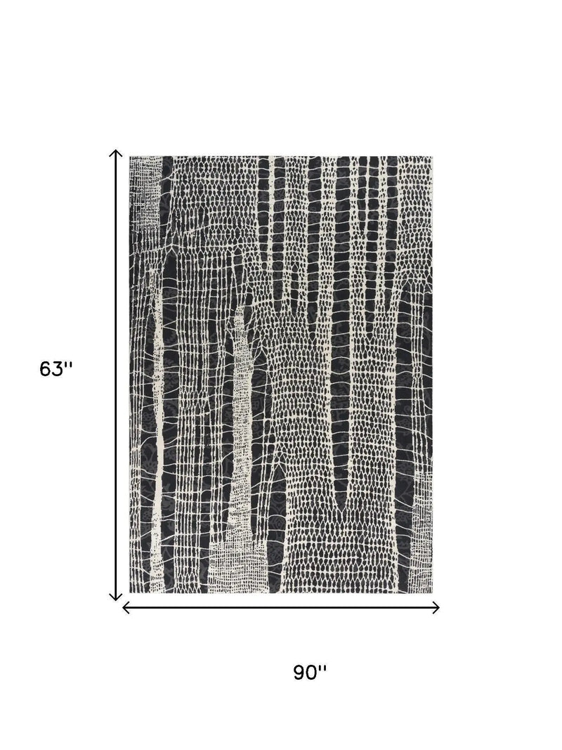 5' X 8' Beige Black Ivory And Gray Abstract Area Rug Homeroots Home Decor