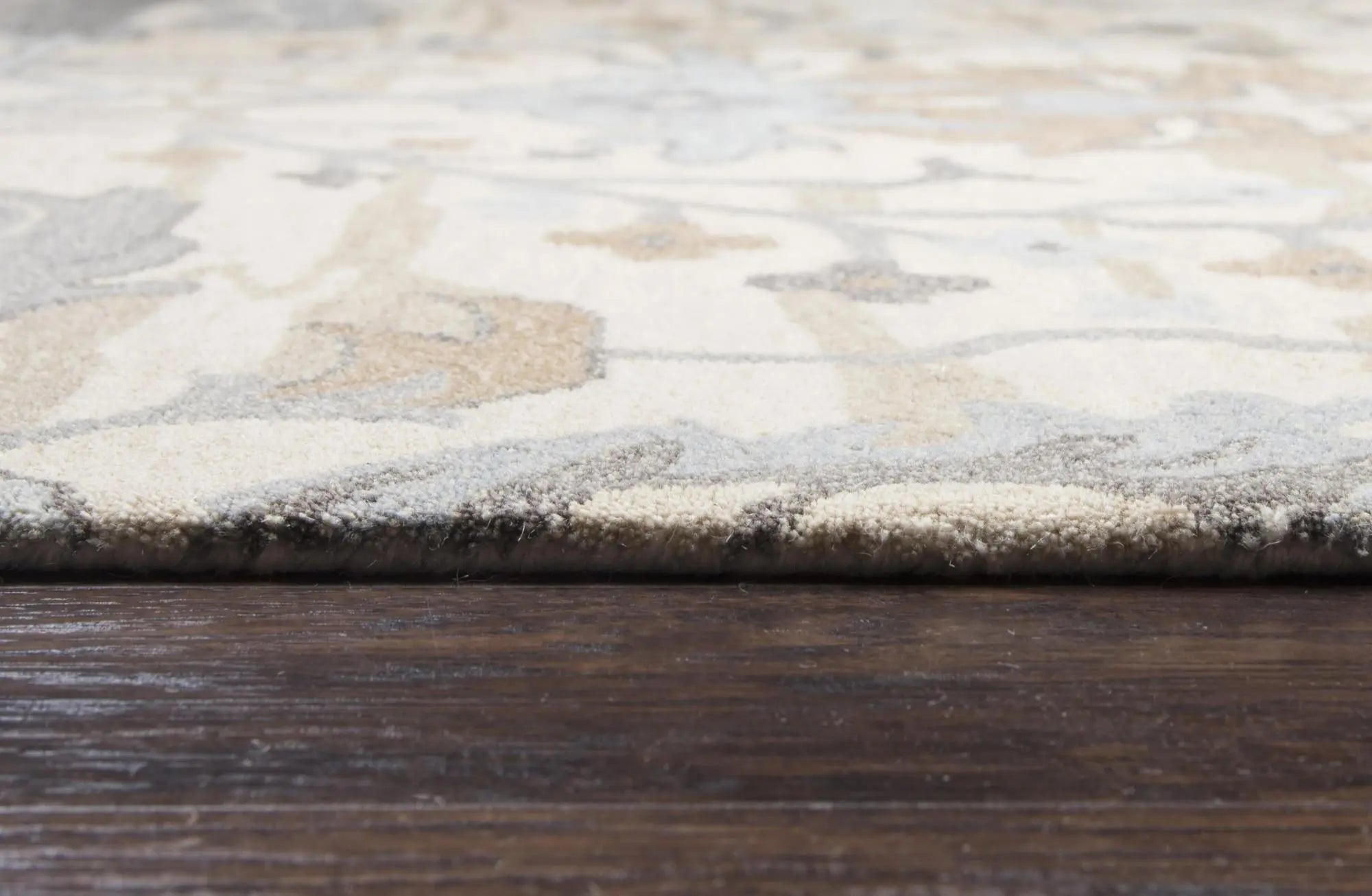 5' X 8' Beige Blue Gray Cream And Light Brown Wool Floral Hand Tufted Area Rug Homeroots Home Decor