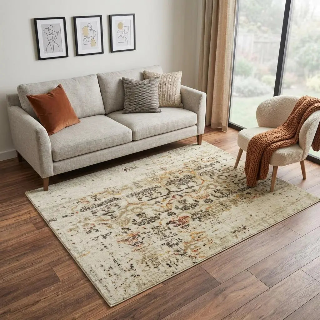 5' X 8' Beige Brown Apricot And Ivory New Zealand Lambs Wool Oriental Hand Carved Handmade Area Rug Homeroots Home Decor