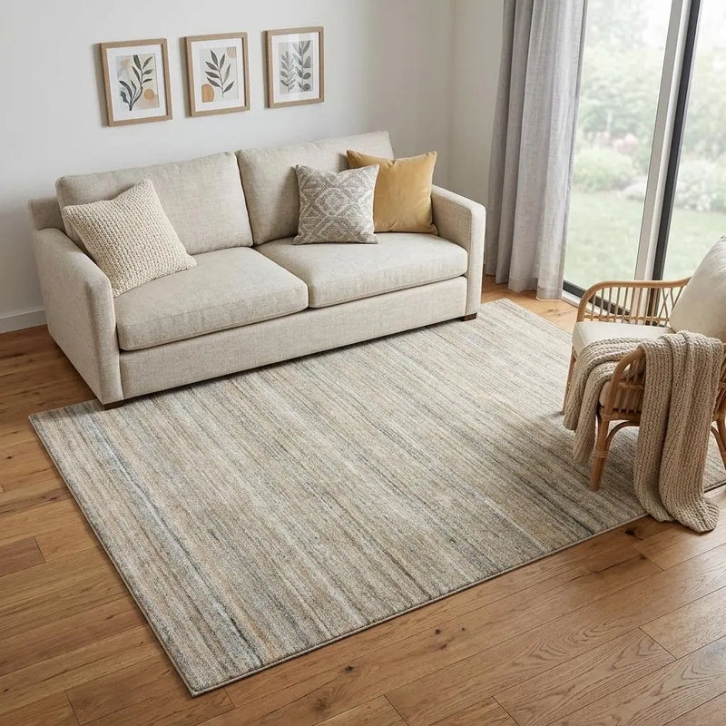 5' X 8' Beige Brown Black Ivory And Light Gray Striped Hand Tufted Area Rug Homeroots Home Decor