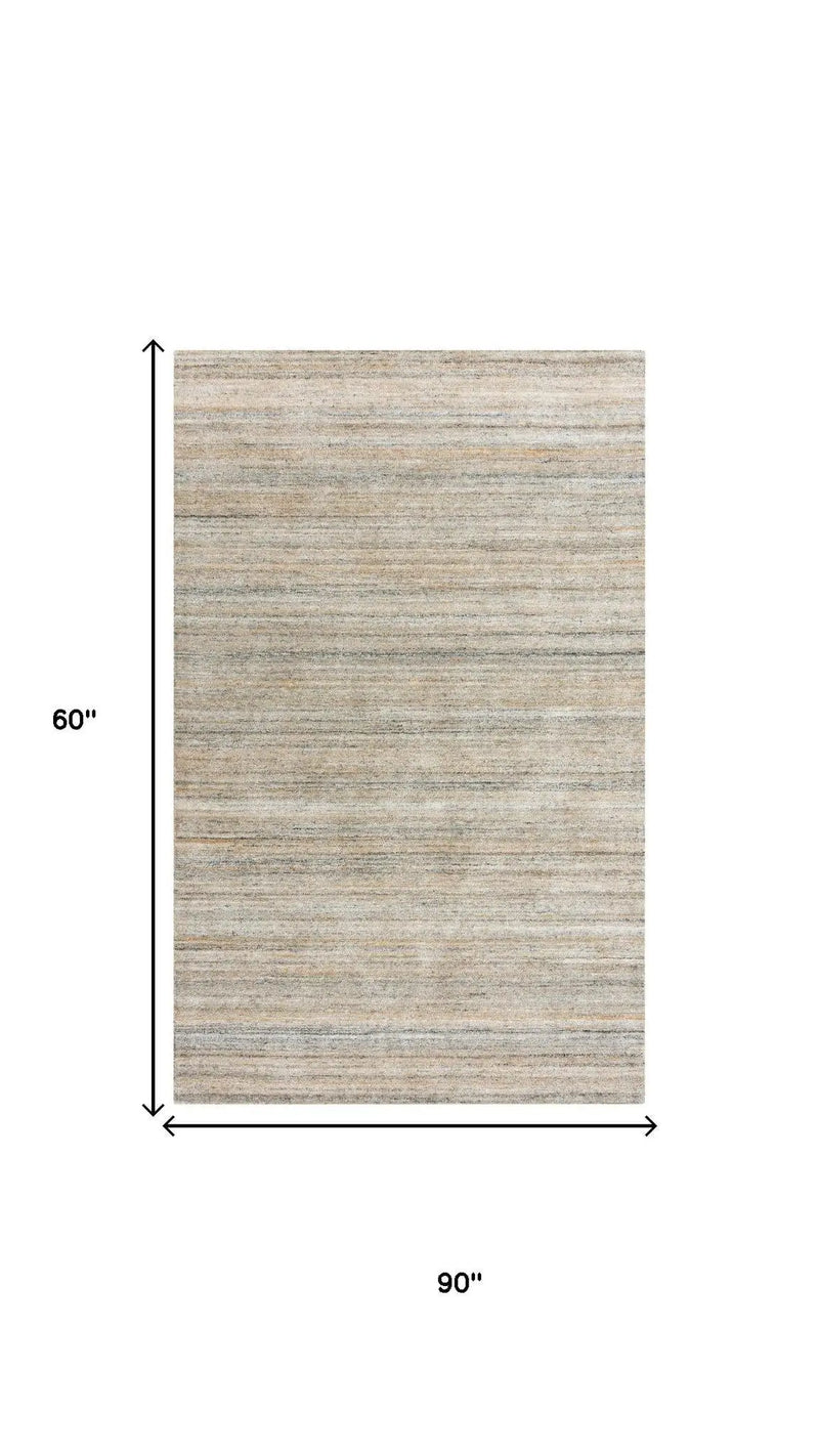 5' X 8' Beige Brown Black Ivory And Light Gray Striped Hand Tufted Area Rug Homeroots Home Decor
