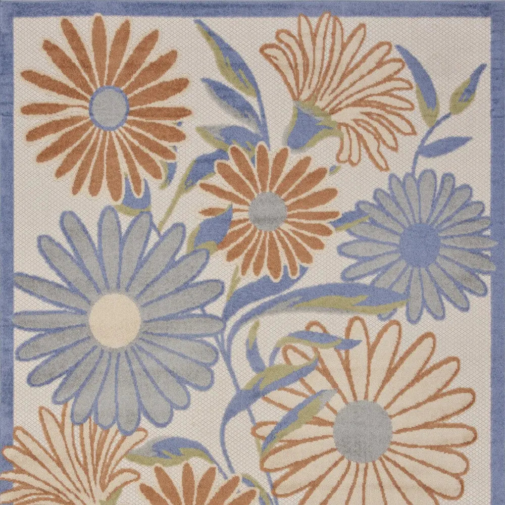 5' X 8' Beige Floral Indoor Outdoor Area Rug Homeroots Outdoor