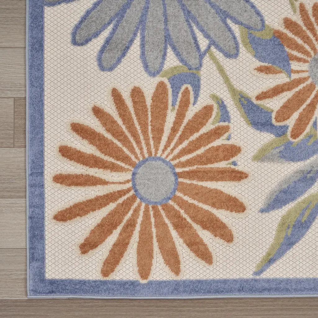 5' X 8' Beige Floral Indoor Outdoor Area Rug Homeroots Outdoor