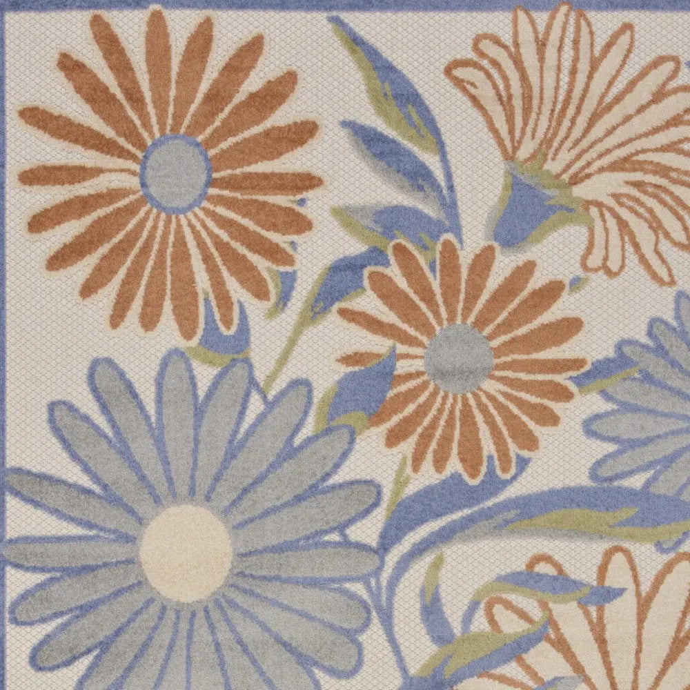 5' X 8' Beige Floral Indoor Outdoor Area Rug Homeroots Outdoor