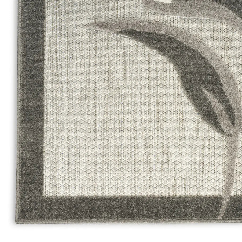 5' X 8' Beige Floral Stain Resistant Non Skid Area Rug Homeroots Outdoor