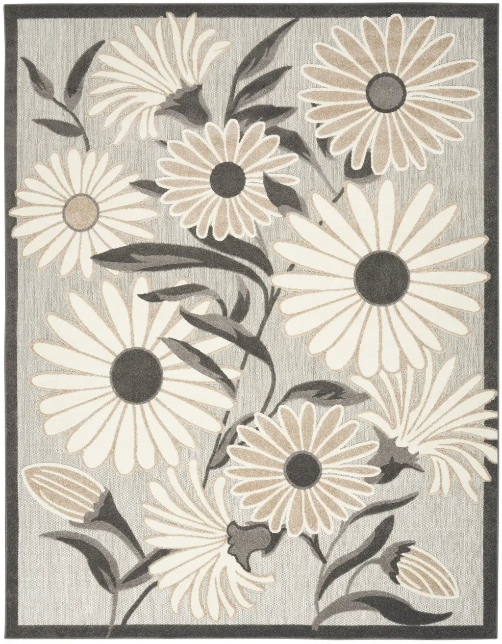 5' X 8' Beige Floral Stain Resistant Non Skid Area Rug Homeroots Outdoor