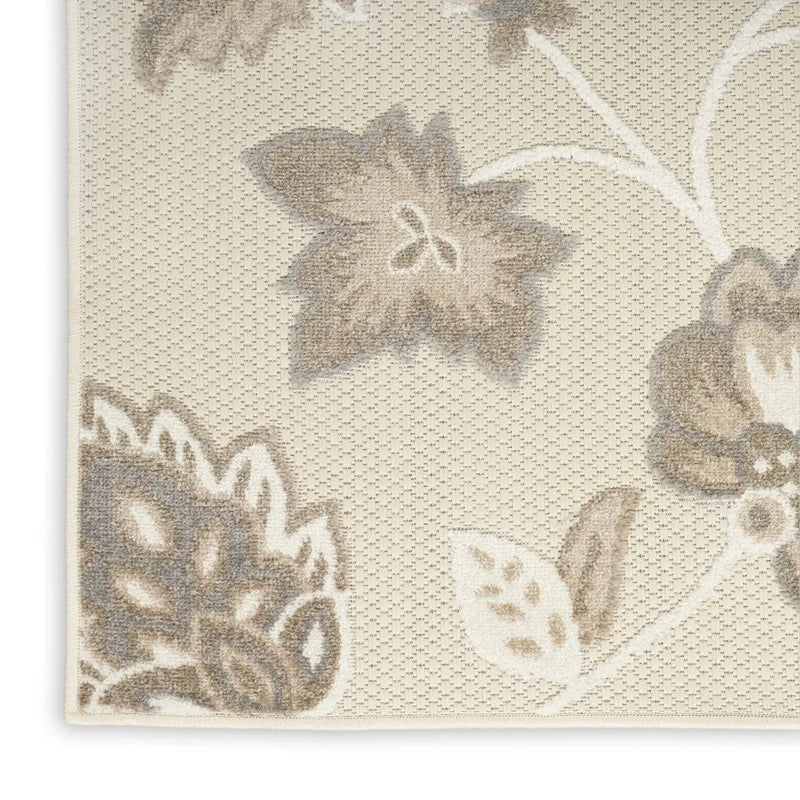 5' X 8' Beige Floral Stain Resistant Non Skid Area Rug Homeroots Outdoor