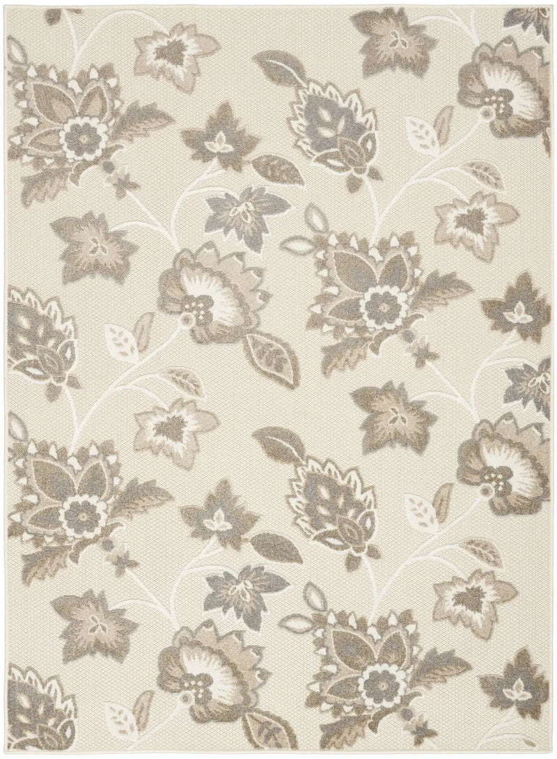 5' X 8' Beige Floral Stain Resistant Non Skid Area Rug Homeroots Outdoor