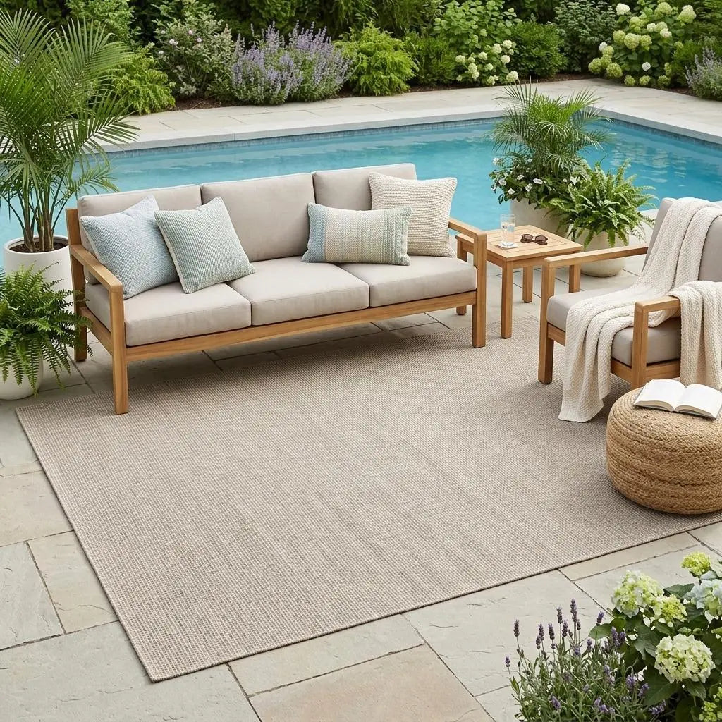 5' X 8' Beige Indoor Outdoor Area Rug Homeroots Outdoor