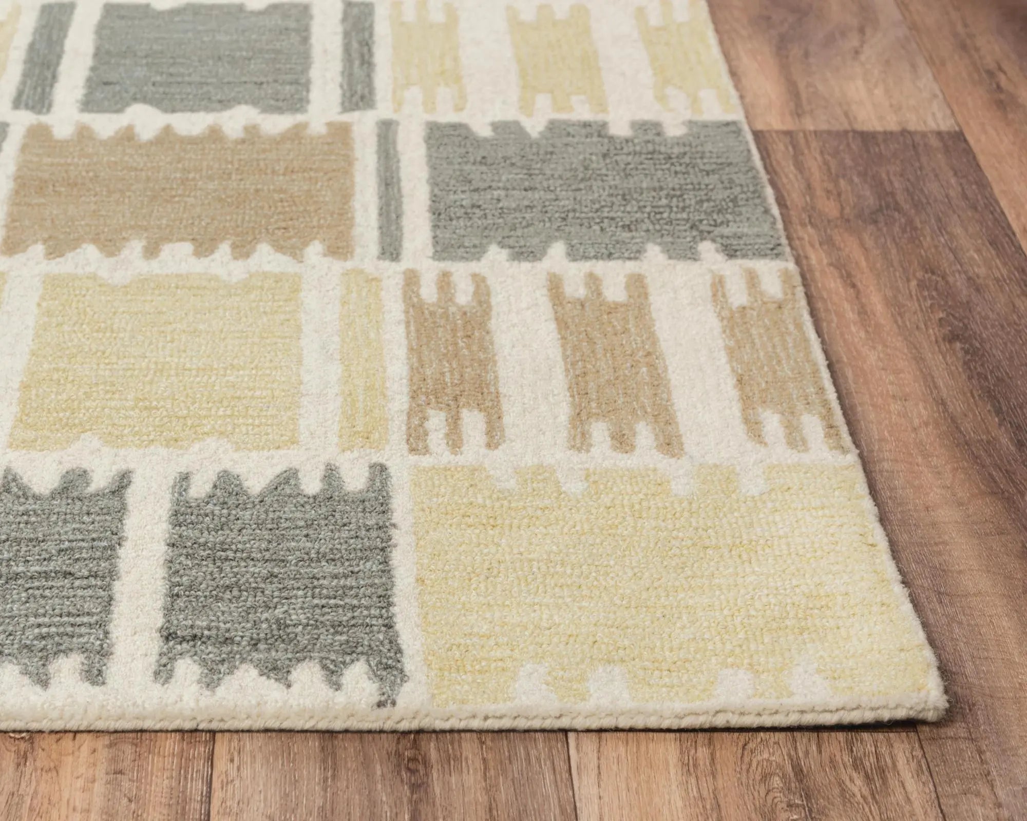 5' X 8' Beige Ivory And Charcoal Wool Geometric Hand Tufted Area Rug Homeroots Home Decor