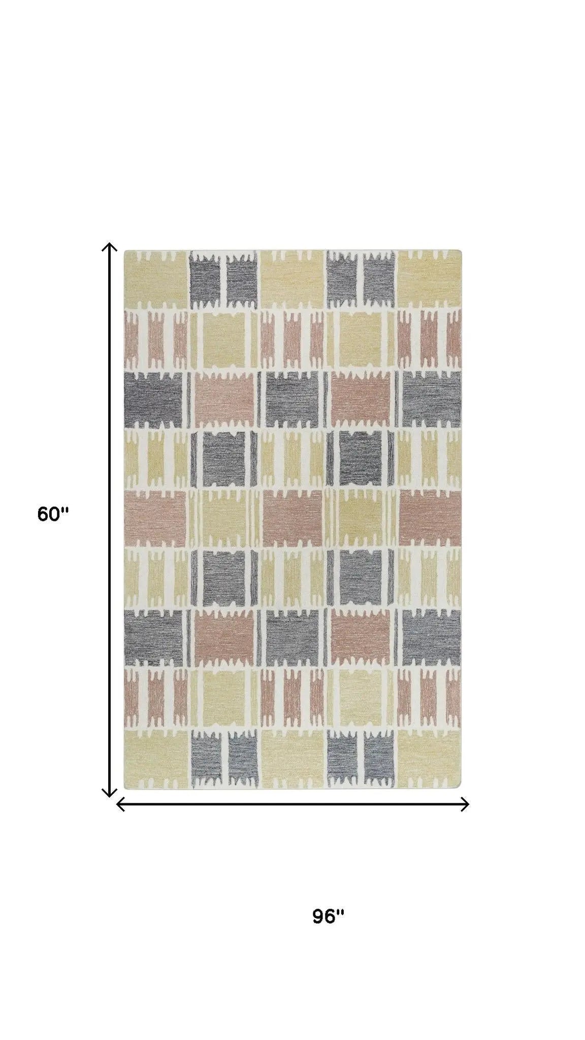5' X 8' Beige Ivory And Charcoal Wool Geometric Hand Tufted Area Rug Homeroots Home Decor