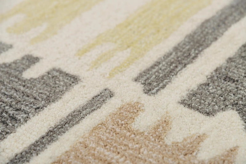 5' X 8' Beige Ivory And Charcoal Wool Geometric Hand Tufted Area Rug Homeroots Home Decor