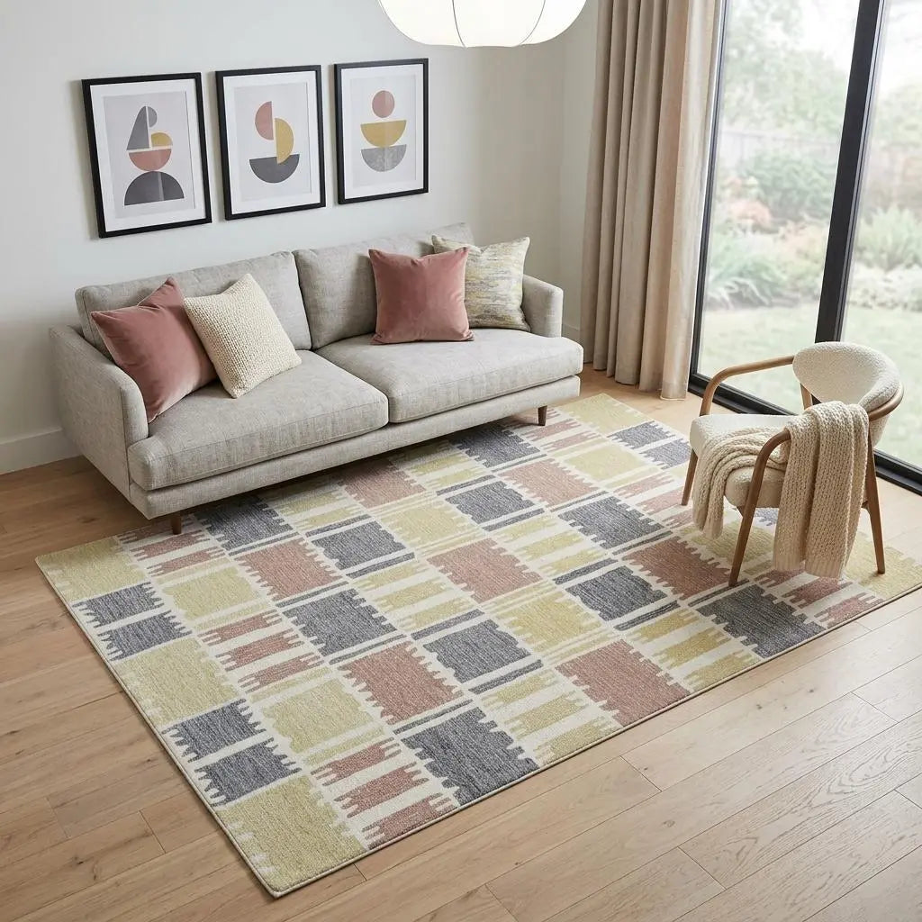 5' X 8' Beige Ivory And Charcoal Wool Geometric Hand Tufted Area Rug Homeroots Home Decor