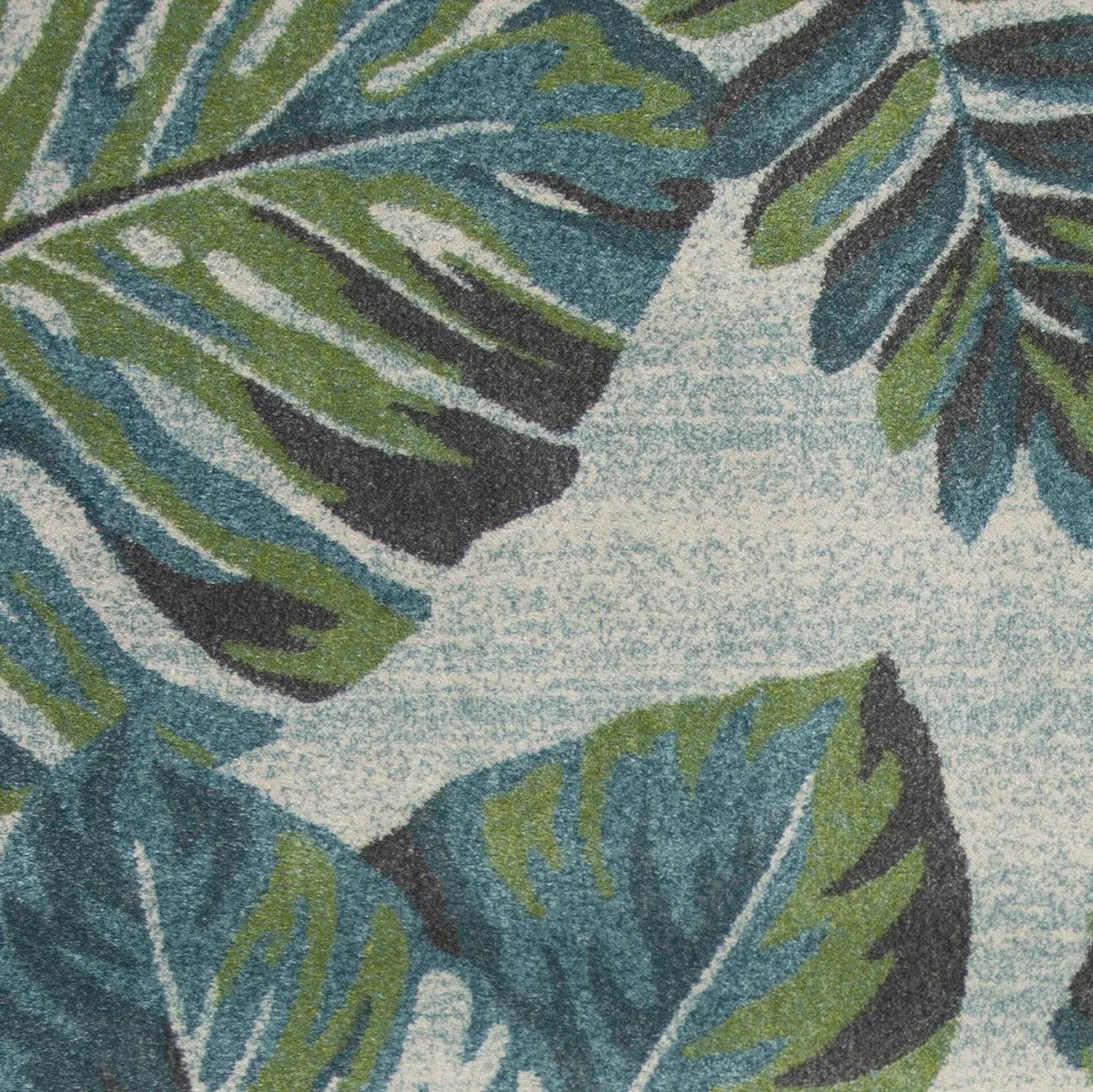 5' X 8' Beige Teal And Green Tropical Botanical Area Rug Homeroots Home Decor