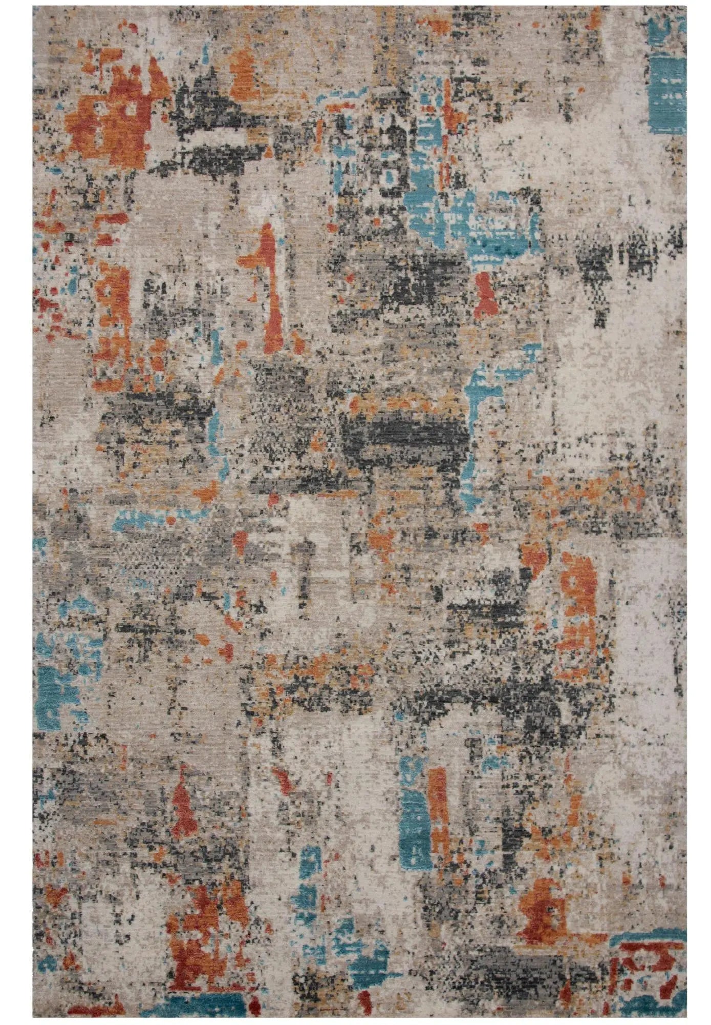 5' X 8' Beige Yellow Orange Blue Ivory Gray Charcoal And Red New Zealand Lambs Wool Abstract Hand Carved Handmade Area Rug Homeroots Home Decor