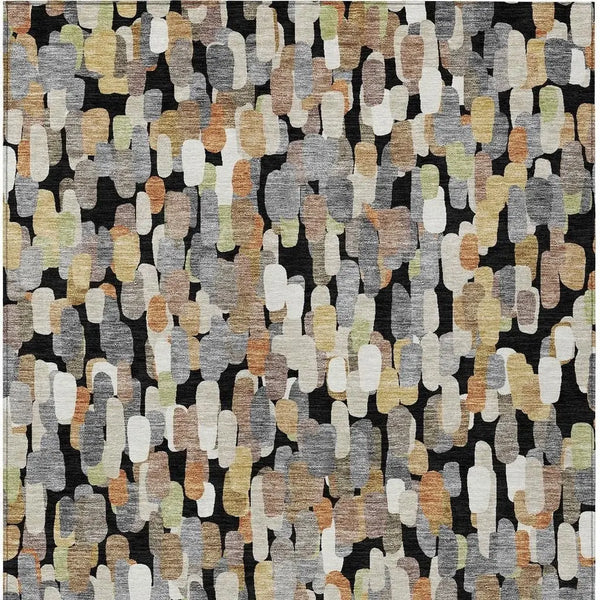 5' X 8' Black And Beige Abstract Washable Indoor Outdoor Area Rug Homeroots Outdoor