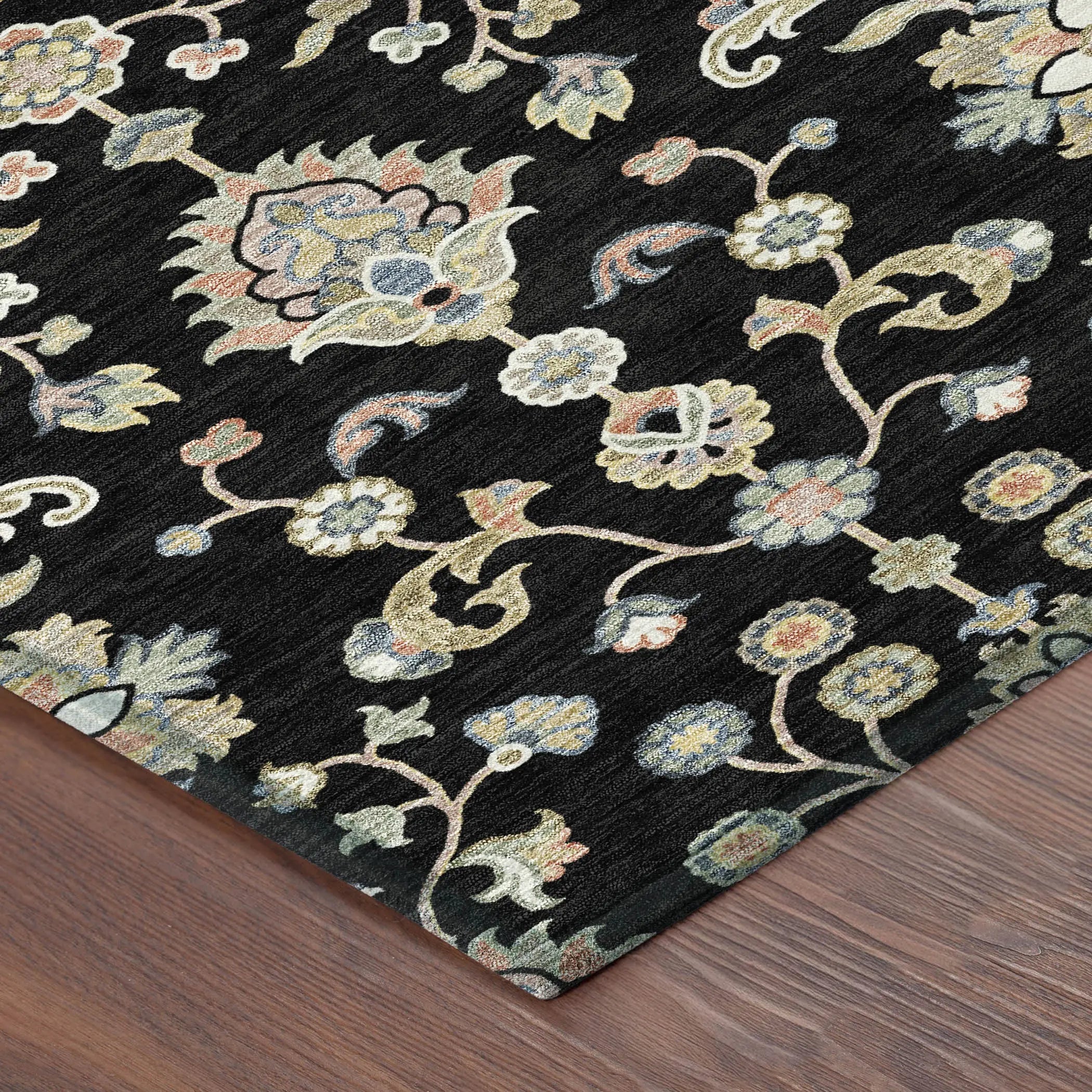 5' X 8' Black And Beige Abstract Washable Indoor Outdoor Area Rug Homeroots Outdoor