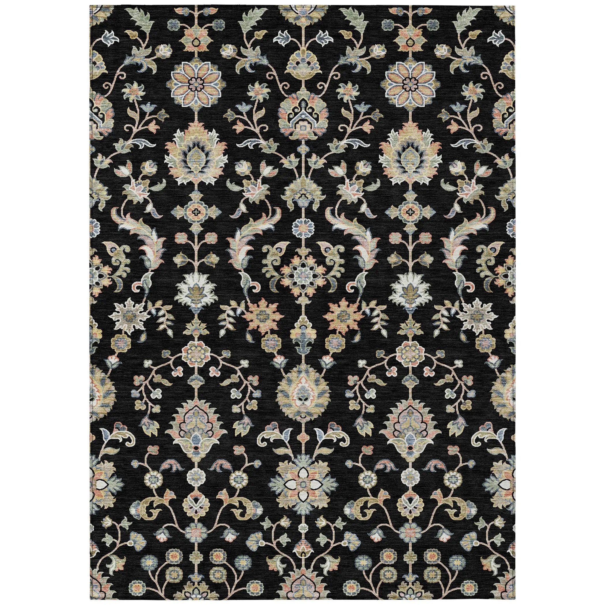 5' X 8' Black And Beige Abstract Washable Indoor Outdoor Area Rug Homeroots Outdoor
