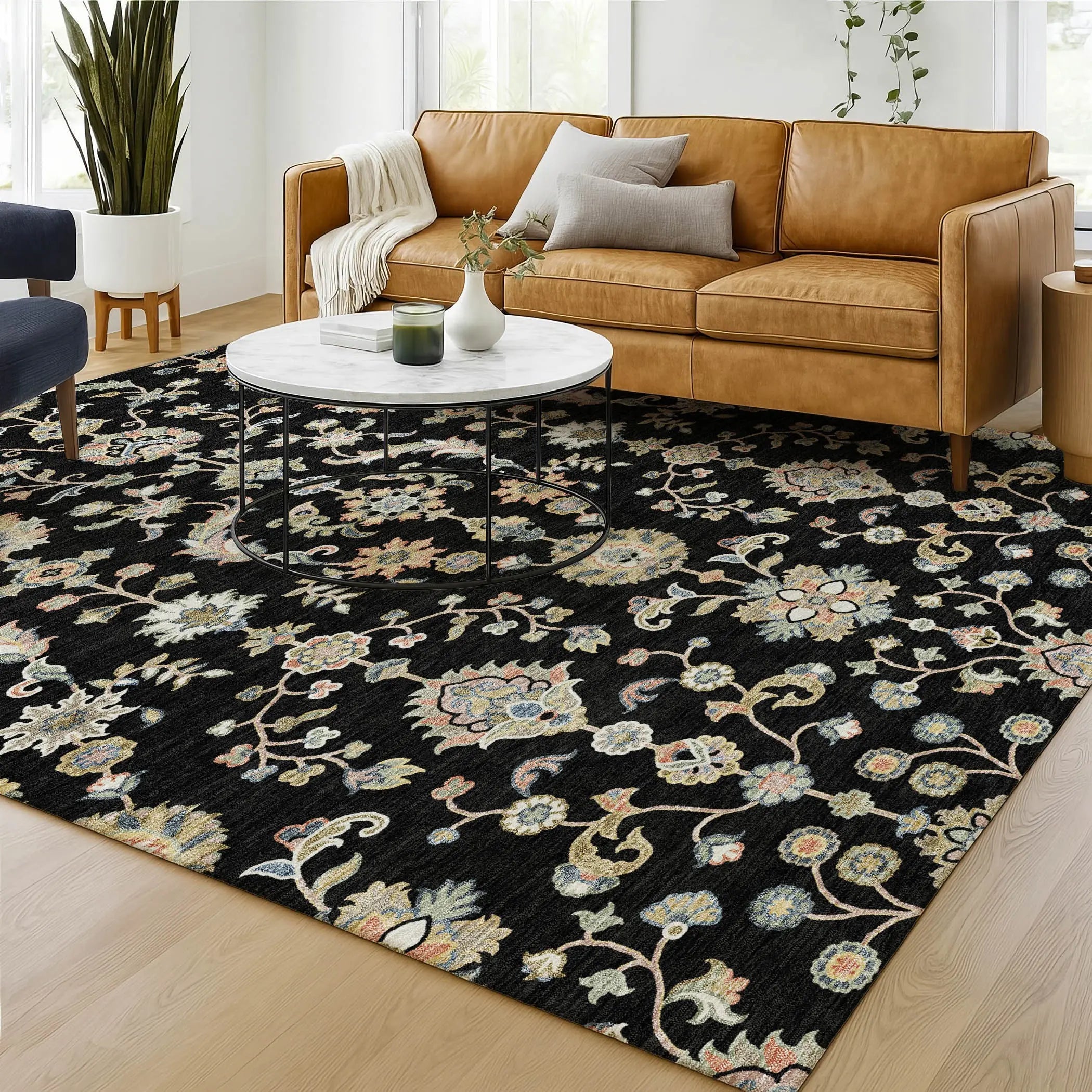 5' X 8' Black And Beige Abstract Washable Indoor Outdoor Area Rug Homeroots Outdoor