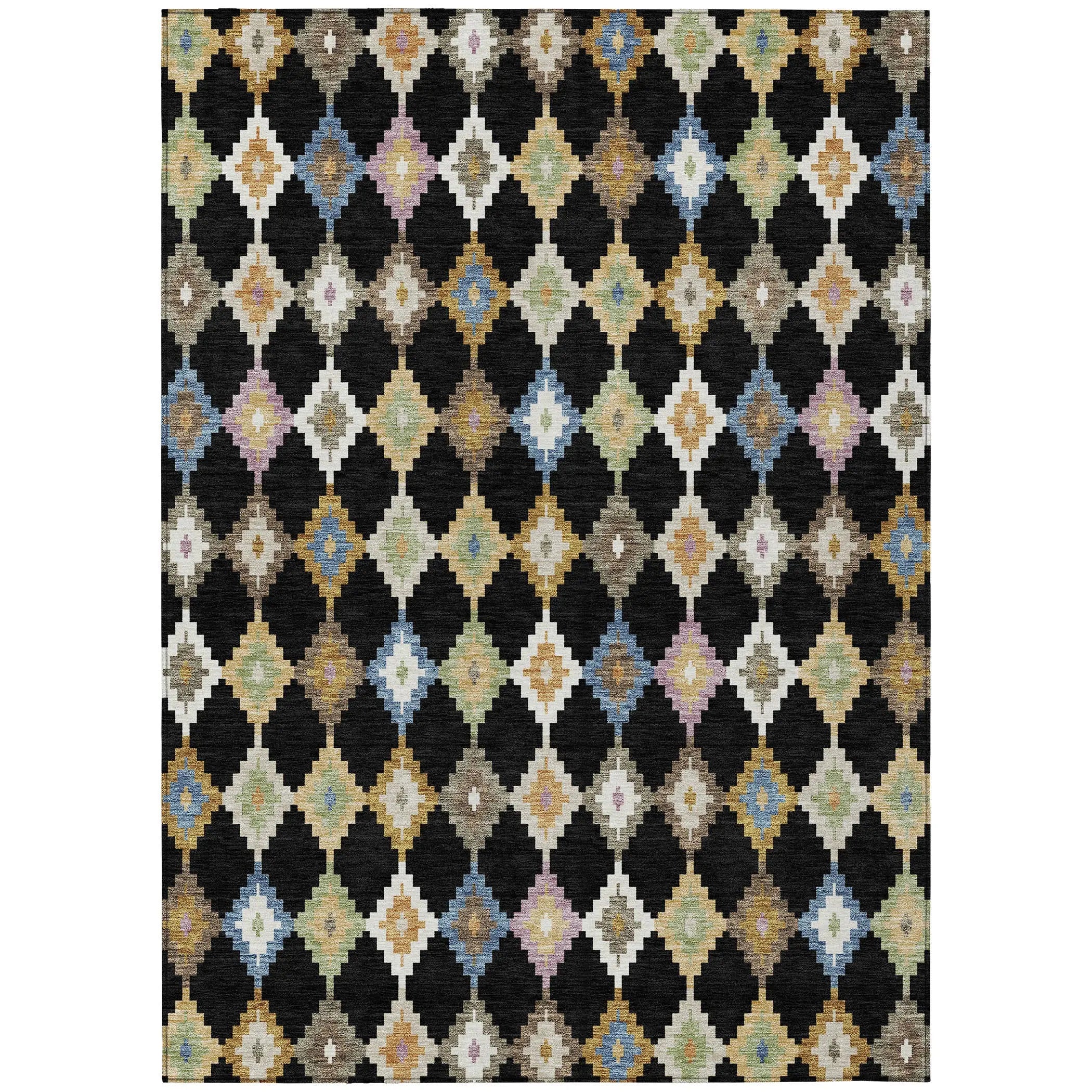 5' X 8' Black And Beige Aztec Washable Indoor Outdoor Area Rug Homeroots Outdoor