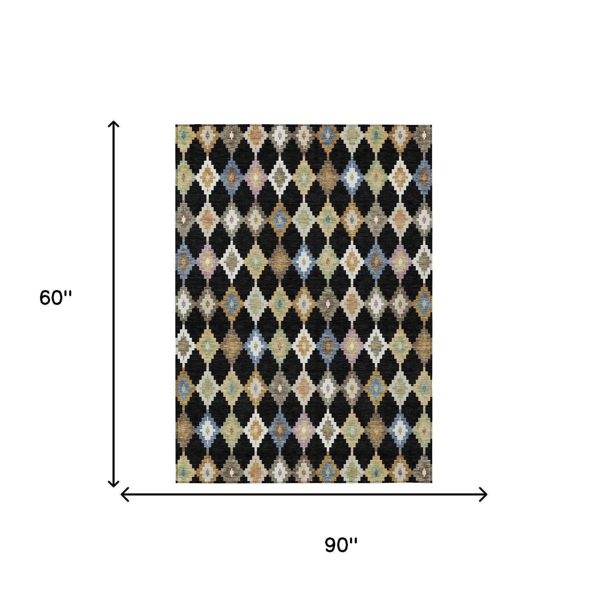 5' X 8' Black And Beige Aztec Washable Indoor Outdoor Area Rug Homeroots Outdoor