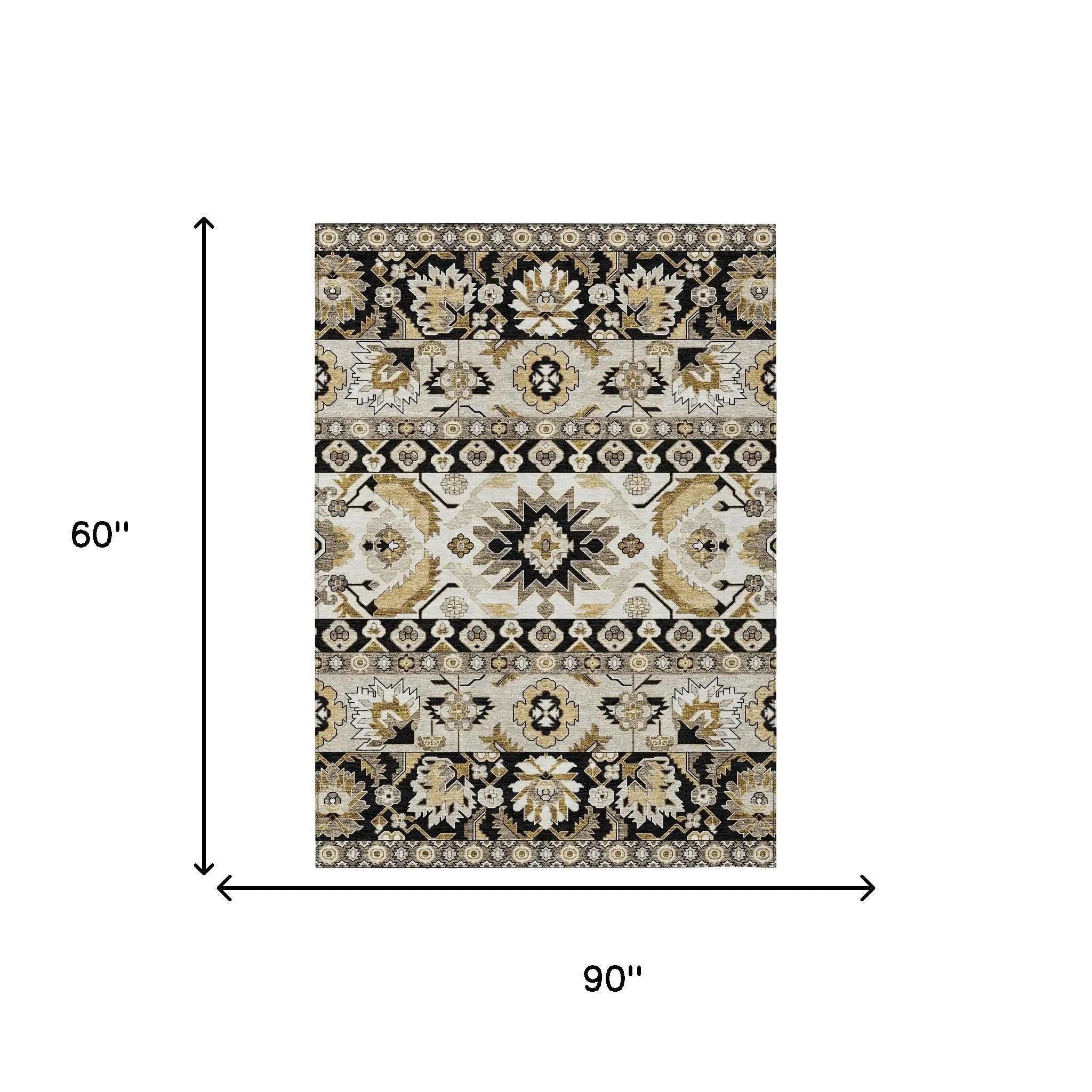 5' X 8' Black And Beige Cactus Washable Indoor Outdoor Area Rug Homeroots Outdoor