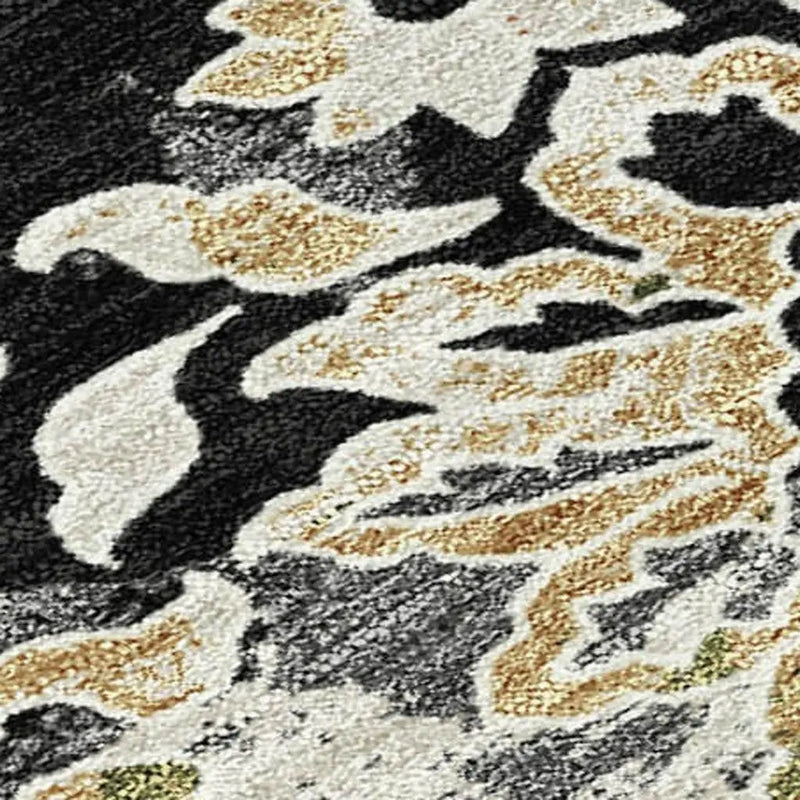 5' X 8' Black And Beige Geometric Washable Indoor Outdoor Area Rug Homeroots Outdoor