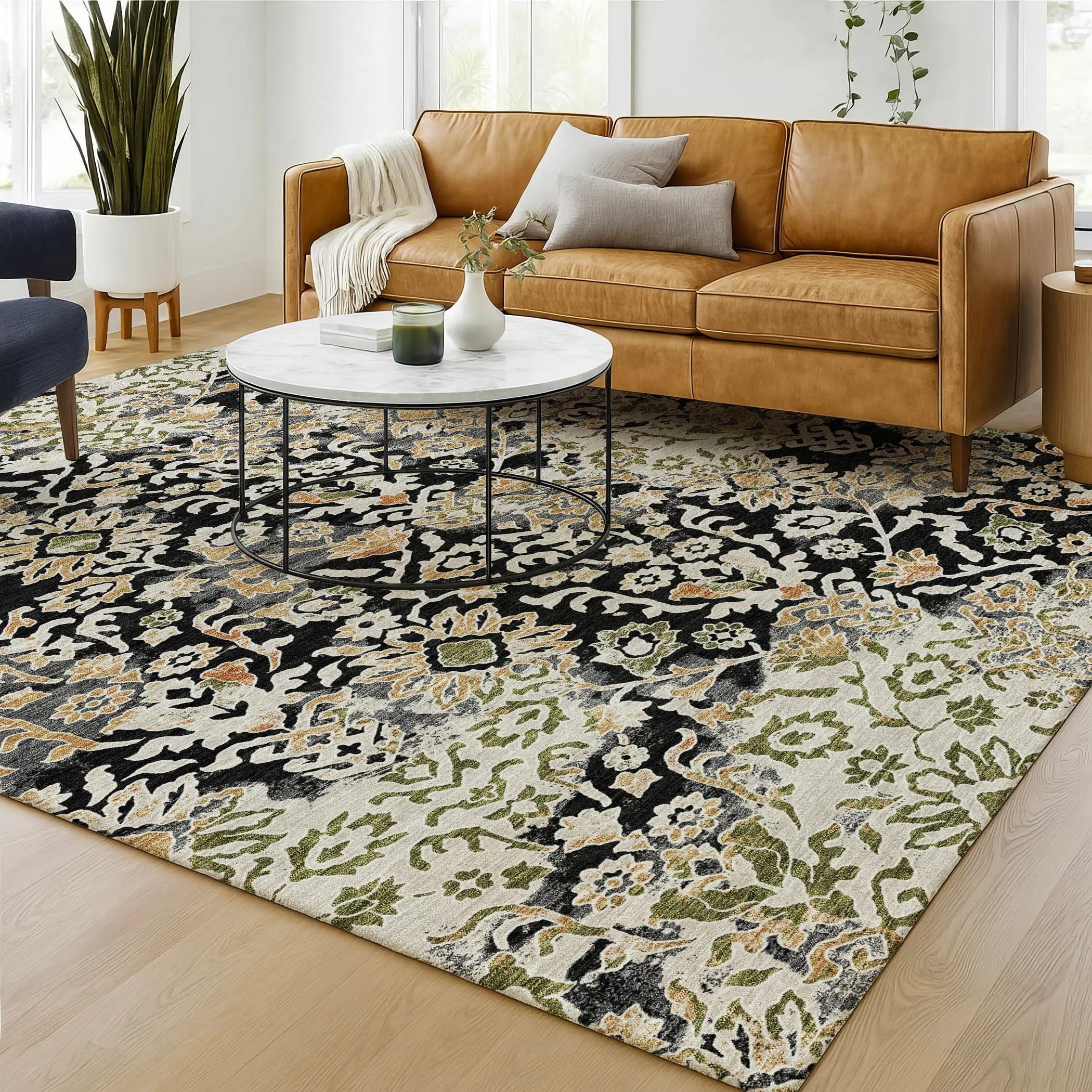 5' X 8' Black And Beige Geometric Washable Indoor Outdoor Area Rug Homeroots Outdoor