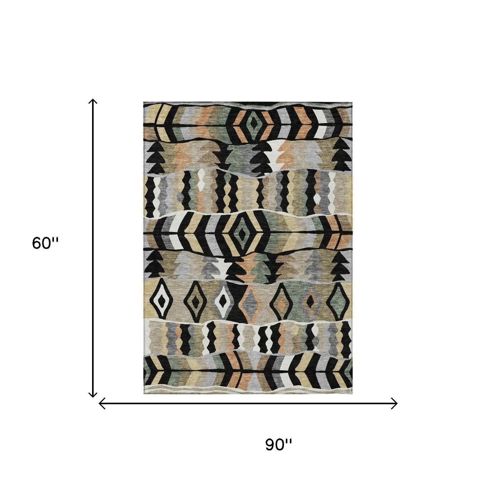 5' X 8' Black And Beige Geometric Washable Indoor Outdoor Area Rug Homeroots Outdoor
