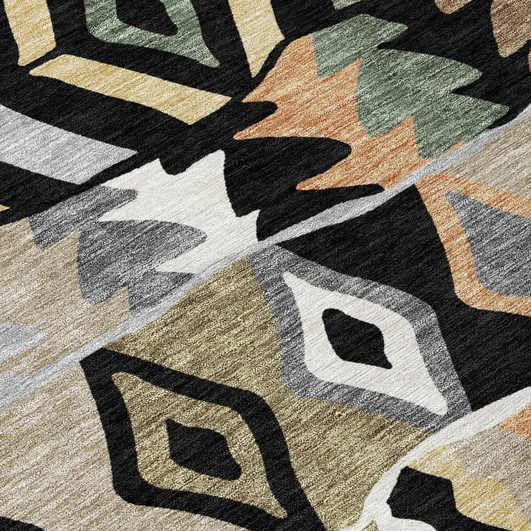 5' X 8' Black And Beige Geometric Washable Indoor Outdoor Area Rug Homeroots Outdoor