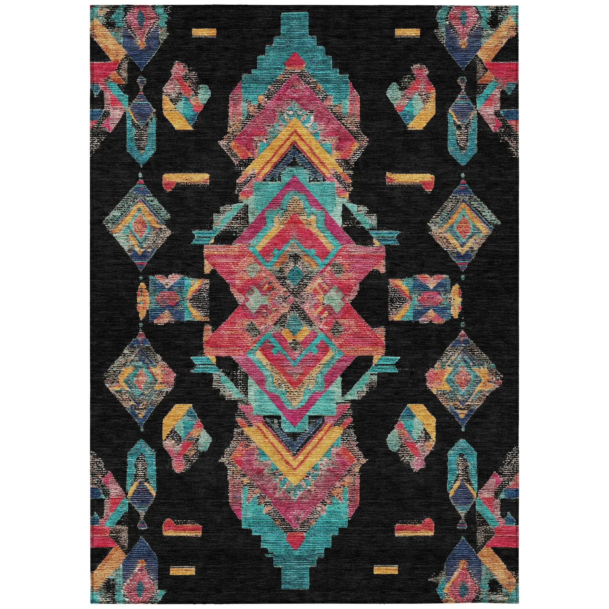 5' X 8' Black And Beige Tribal Washable Indoor Outdoor Area Rug Homeroots Outdoor