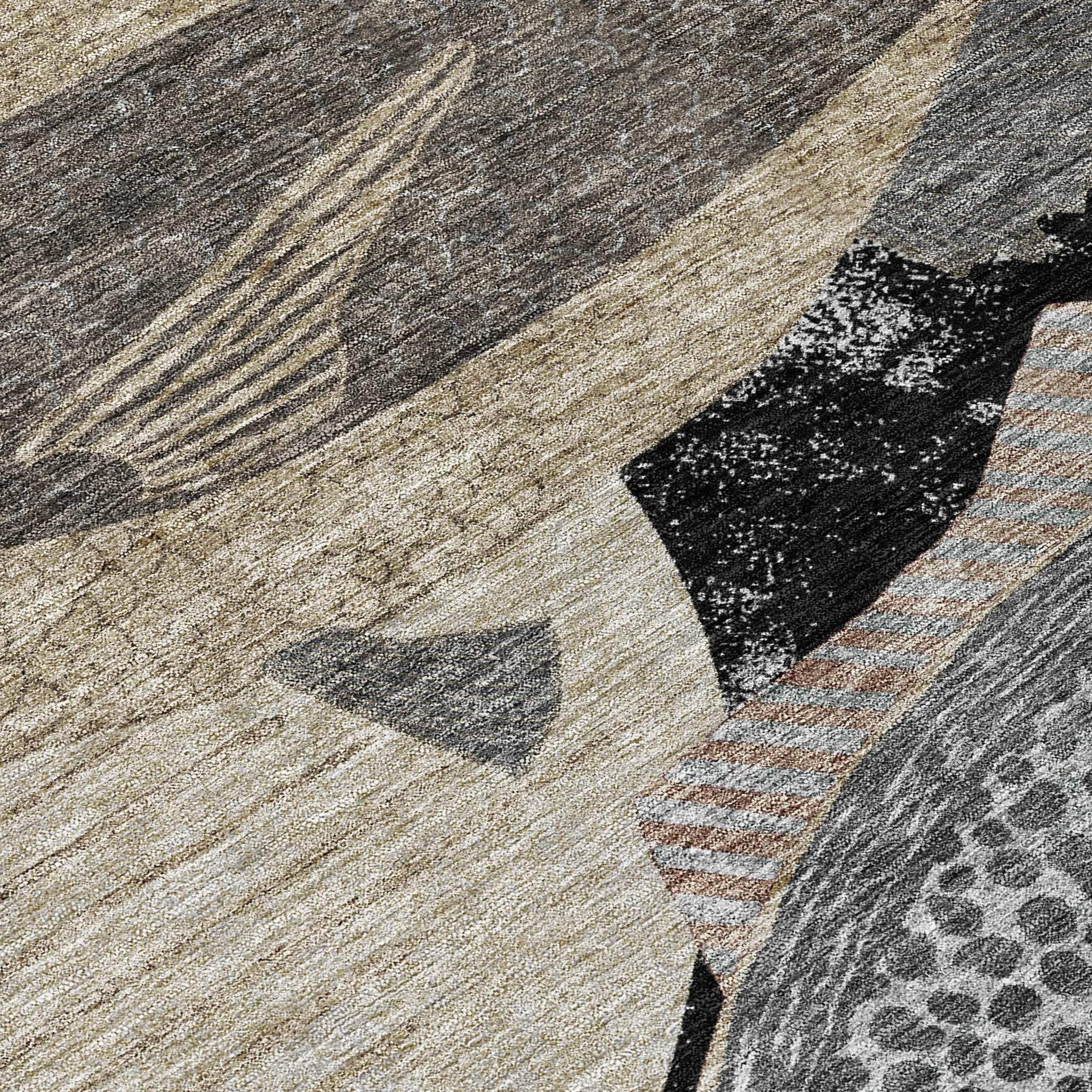 5' X 8' Black And Beige Tropical Fish Washable Indoor Outdoor Area Rug Homeroots Outdoor