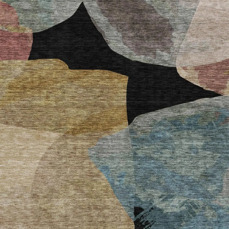 5' X 8' Black And Brown Abstract Washable Indoor Outdoor Area Rug Homeroots Outdoor