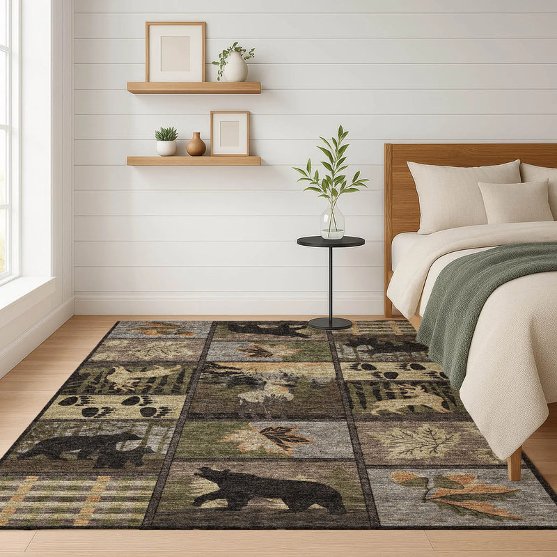 5' X 8' Black And Brown Bear Washable Indoor Outdoor Area Rug Homeroots Outdoor