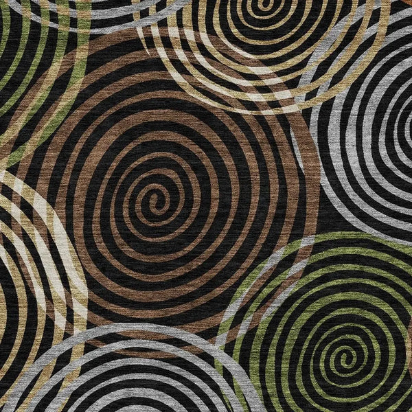 5' X 8' Black And Brown Geometric Washable Indoor Outdoor Area Rug Homeroots Outdoor