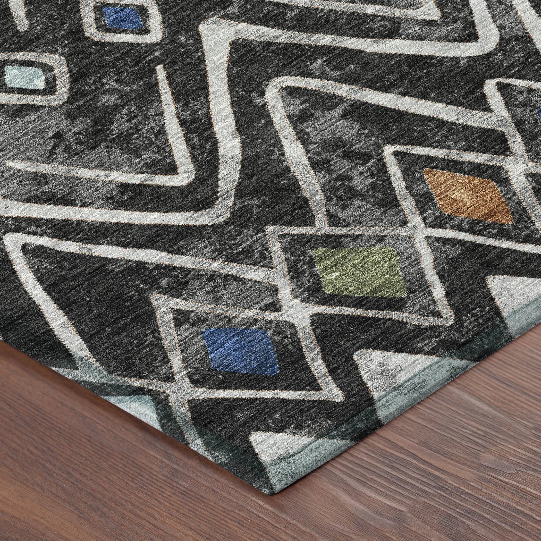 5' X 8' Black And Brown Geometric Washable Indoor Outdoor Area Rug Homeroots Outdoor