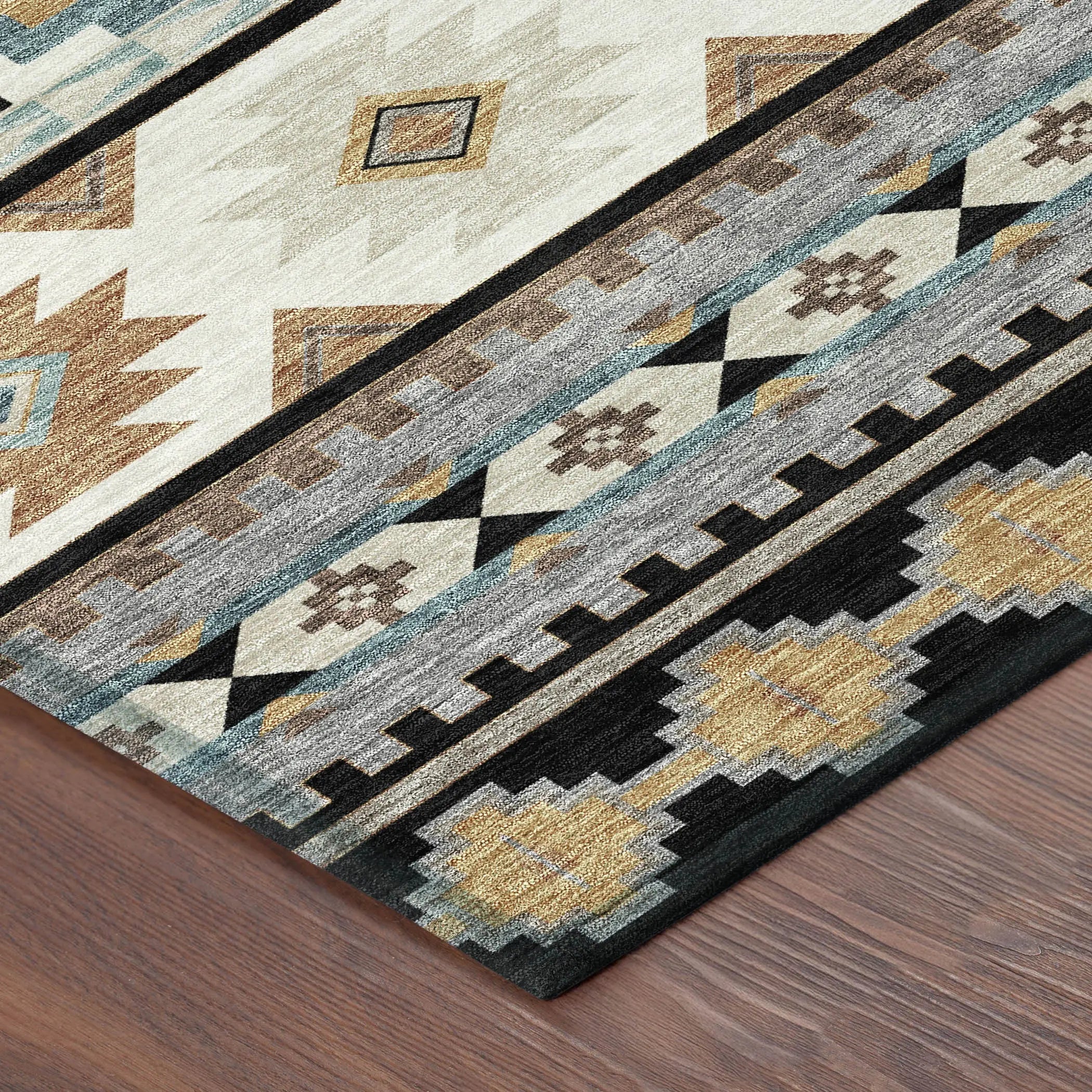 5' X 8' Black And Brown Southwestern Washable Indoor Outdoor Area Rug Homeroots Outdoor