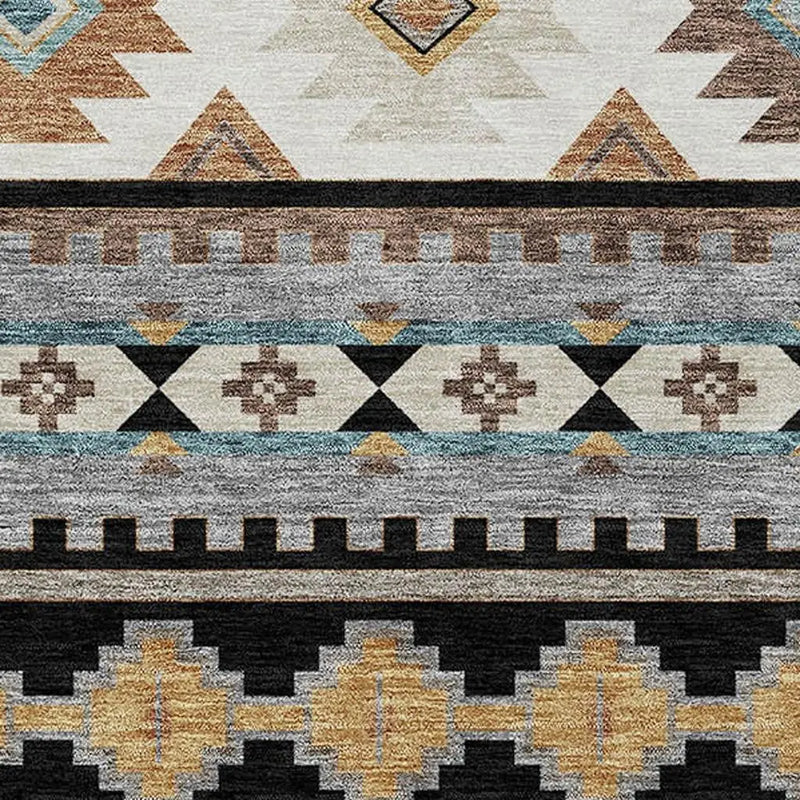 5' X 8' Black And Brown Southwestern Washable Indoor Outdoor Area Rug Homeroots Outdoor