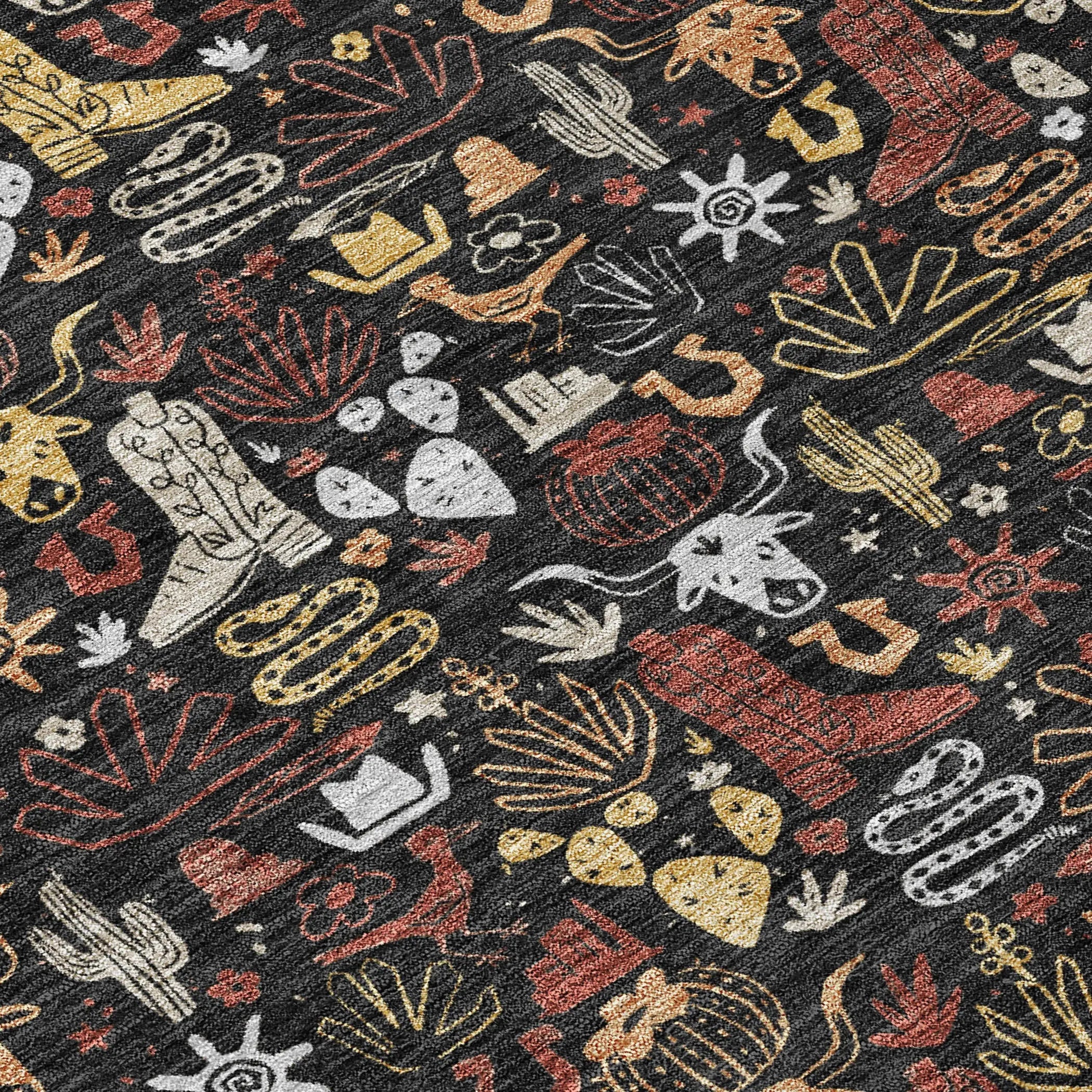 5' X 8' Black And Brown Stars Washable Indoor Outdoor Area Rug Homeroots Outdoor