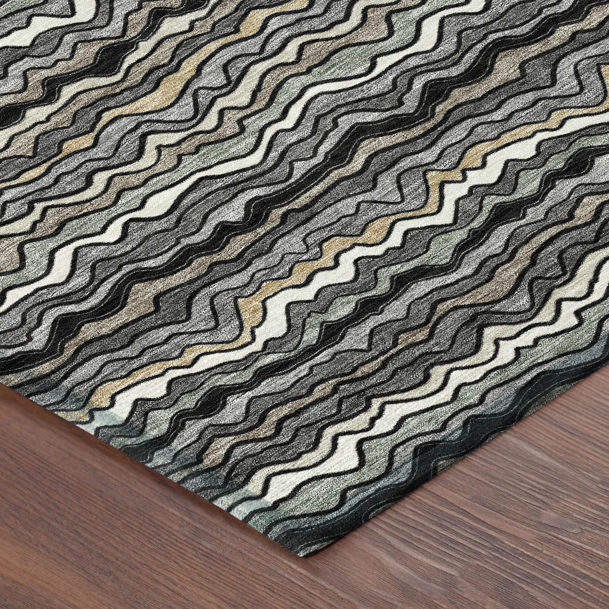 5' X 8' Black And Brown Striped Washable Indoor Outdoor Area Rug Homeroots Outdoor
